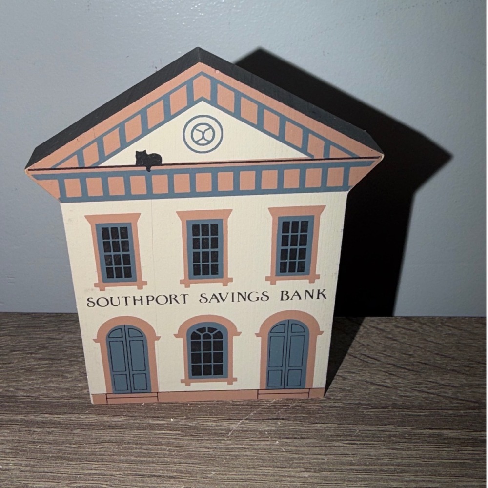 The Cat's Meow Village 1987 Southport Savings Bank Series V Signed Faline 92